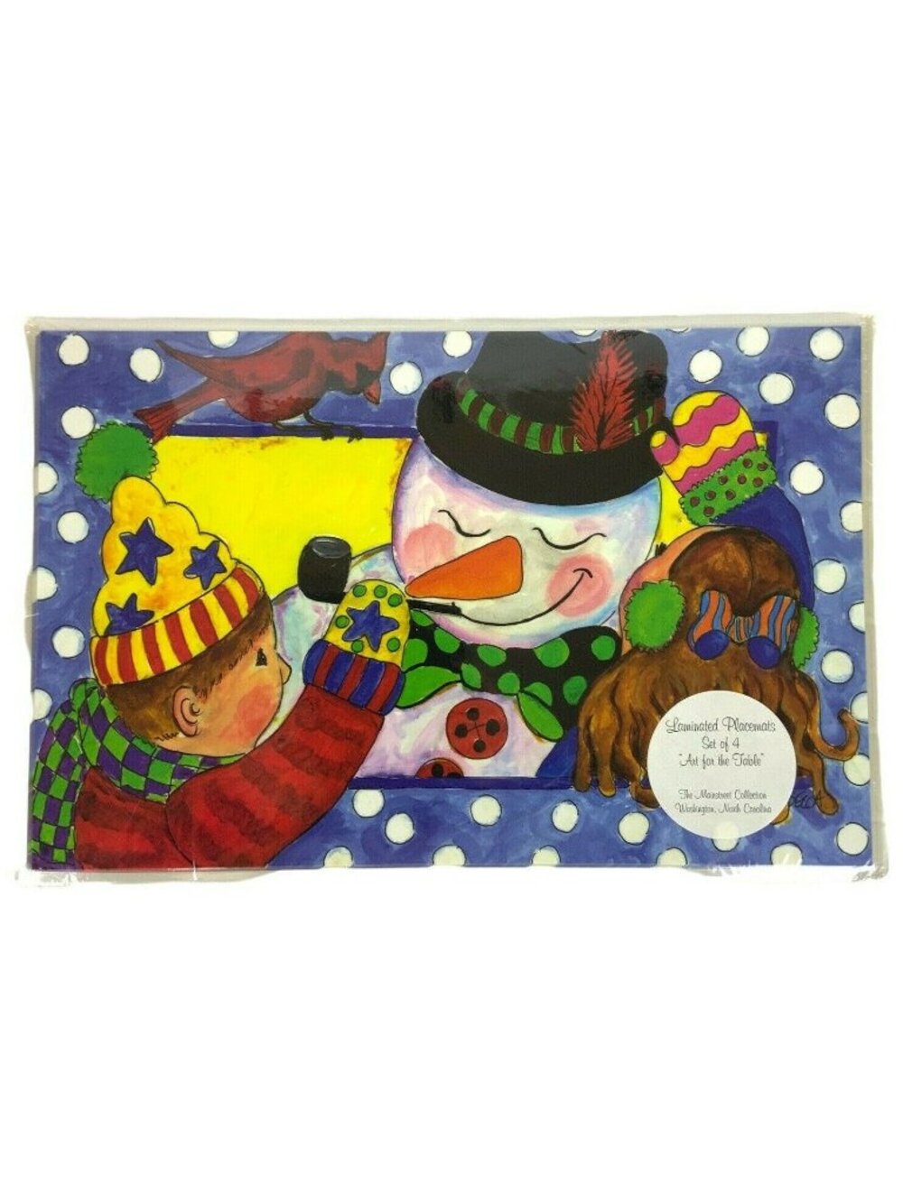 Laminated Paper Placemats Set Of 4 Snowman Child Art Mainstreet Collection